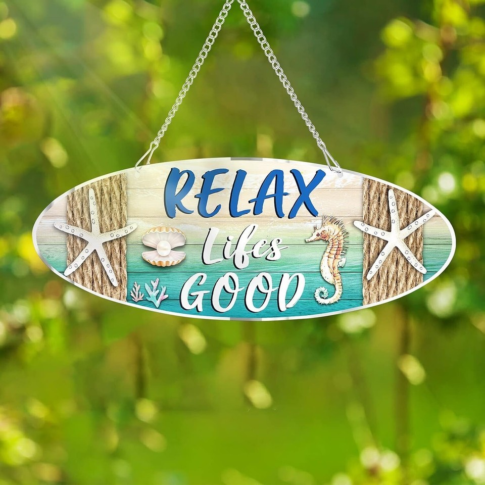 Hanging Beach Sign Décor, Starfish Wall Décor, Beach Plaque 4"L x 11"W Item image 3