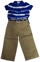 Polo Ralph Lauren Baby Boys 2 Pc. Shirt and Pants Outfit Blue / Khaki - $35.99