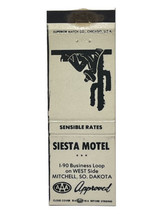 Siesta Motel Hotel Resort Mitchell South Dakota Matchbook Cover Matchbox - £3.95 GBP