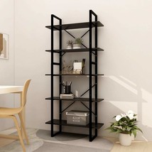 5-Tier Book Cabinet Black 80x30x175 cm Pinewood - £71.24 GBP
