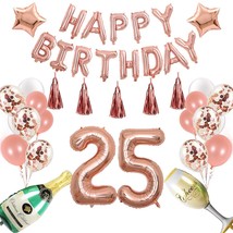 25Th Birthday Party Decorations Supplies,40 Inch 25 Rose Gold 25 Hang Happy Birt - £15.72 GBP