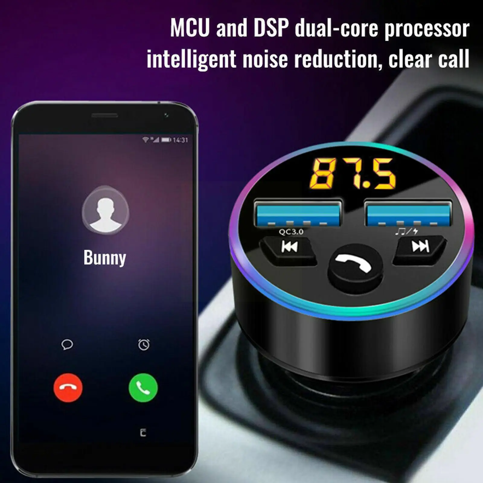 Car Wireless Bluetooth FM Transmitter MP3 Player USB Adapter Charging 3.1A Cha - £13.65 GBP