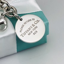7&quot; Small Return to Tiffany and Co Round Tag Bracelet Charm 925 Silver Au... - £235.11 GBP
