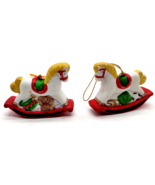 2 Holly the Rocking Horse Christmas Ornament 7 Eleven Traditions Ceramic... - $228.08 MXN