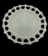 Vintage Westmoreland Milk Glass Decorative Plate Cherub W/ Mandolin Flor... - $13.10