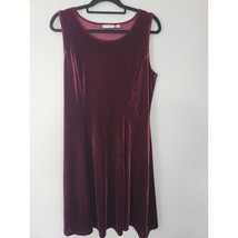 Susan Graver Velvet Dress Medium Womens Burgundy Sleeveless Midi Length Pullover - £17.59 GBP