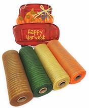 Fall Harvest Wreath Kit: 4 Rolls 10" Decorative Mesh (Orange, Green, Brown, Gold - £30.86 GBP