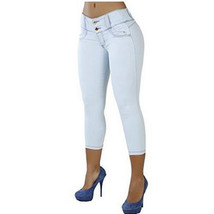  2022 Women Sexy Casual Cropped Pants Solid Color Button Fly Waist Slim Trousers - £25.69 GBP