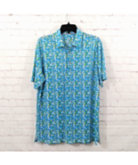 Performance Polo Men Medium Blue Geo Anti UV Stretch Moisture Wicking Su... - $15.99