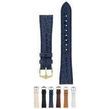 HIRSCH Aristocrat Leather Watch Strap - Crocodile Embossing - Blue Band/Gold Buc - £47.94 GBP