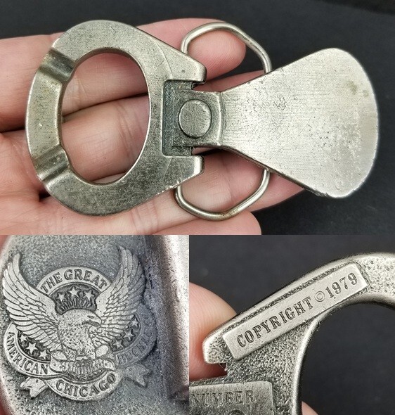 VINTAGE 1970&#39;s belt buckle beer can pop top 1979 The Great American Buckle - $21.99