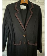 Steve Fabrikant Neiman Marcus Women&#39;s Medium Black Knit Wool Cardigan Bl... - £45.03 GBP