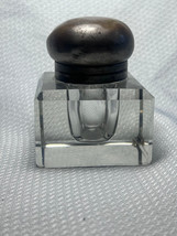Vtg Inkwell Square Crystal Glass Hinged Dome Lid Ink Pot Desktop Writing - £23.94 GBP