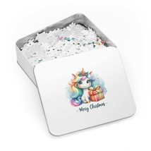 Jigsaw Puzzle in Tin, Christmas, Unicorn, Personalised/Non-Personalised, awd-219 - £28.22 GBP+