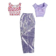 2001 Barbie 3 Fashion Gift Pack Metallic Light Purple Maxi Skirt Floral ... - $7.99