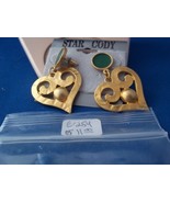 Gold Tone Heart Shape Pierced Earrings E-254 - $2.39 CAD