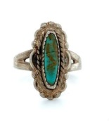 Vintage Sterling Signed Bell Trading Post Navajo Oval Turquoise Ring Ban... - $44.55