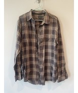 GH Bass &amp; Co Men&#39;s Button Up Shirt Brown Orange Long Sleeve Plaid XL - $12.48 CAD