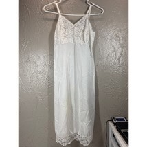 Vintage Seamprufe Womens Slip Dress Short White Satin Lace Victorian 60s... - $21.95