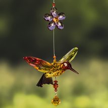 Five Tone Acrylic Hummingbird Hanging Ornament with Flowers Color Option (Multi- - £23.18 GBP+