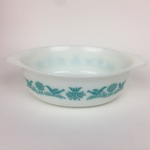 Pyrex 1.5 qt Oval Bluebird Casserole Dish 043 NO LID White Turquoise Used - £27.22 GBP