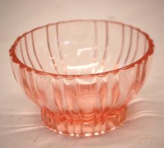 Fruit Berry Dessert Bowl Pink Depression Glass Footed AS IS - $9.89