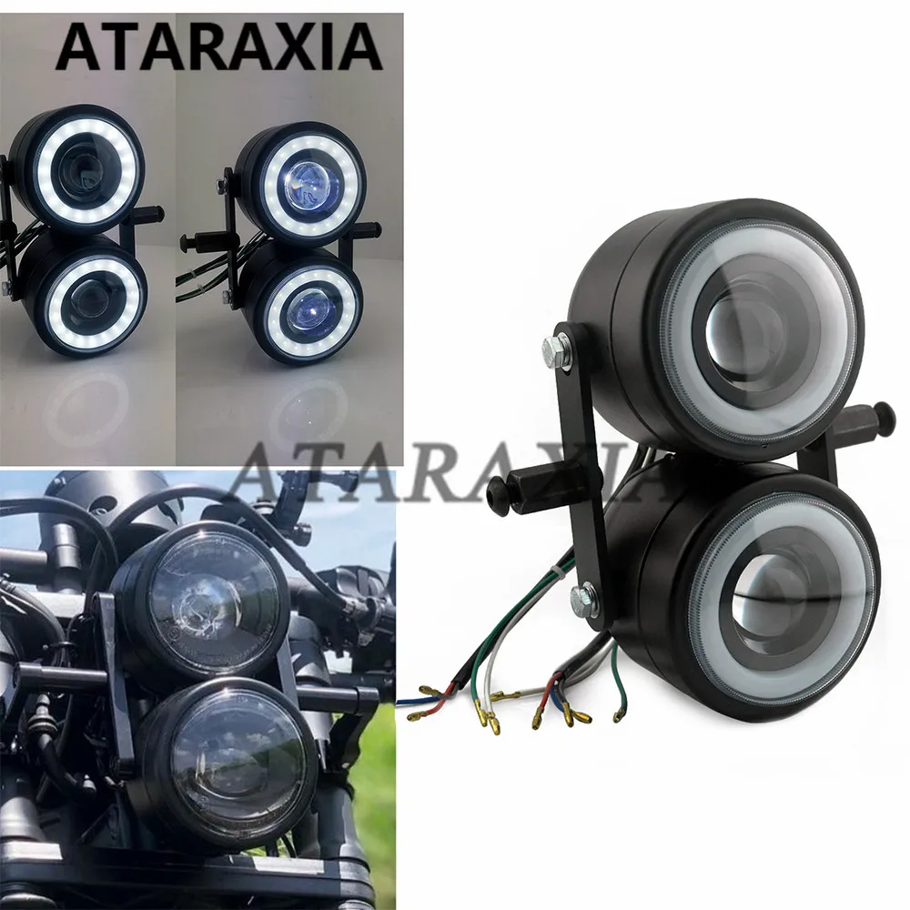 Motorcycle Angle Eye Single Twins Dual Headlight Double Headlamp Mount cket Hold - £269.53 GBP