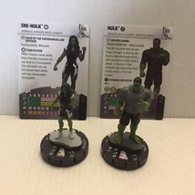 HeroClix Marvel Comics She-Hulk &amp; Hulk Game Figures &amp; Game Cards - £10.53 GBP