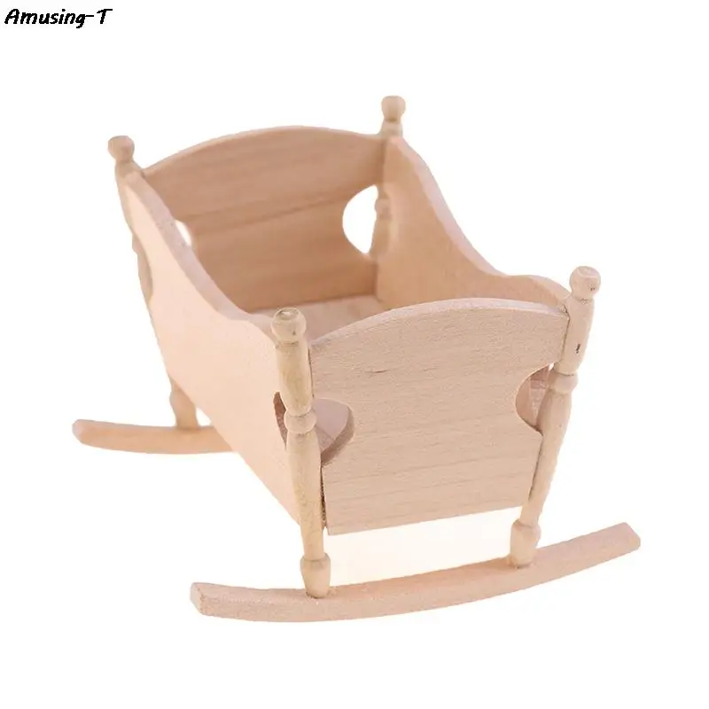 1Pcs Miniature Wooden Furniture Shaker Cradle Baby Bed Model Toys DollHouse - £8.29 GBP+