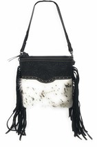 Western Genuine Leather Cowhide Fur Fringe Women&#39;s Medium Size Crossbody... - £36.58 GBP