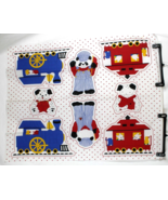 Train, Panda, Dog Red, Blue &amp; Yellow Cut &amp; Sew Fabric Panel Children&#39;s 4... - £14.51 GBP