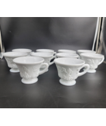 Indiana Glass Tea Cups Set Of 10 White Milk Glass Colony Harvest Grape V... - £29.69 GBP