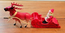Vintage CTMA Inspection Passed Plastic Santa&#39;s Sleigh w/Celluloid Reindeer Japan - £58.33 GBP