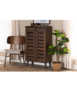 Macey Two-Tone Walnut Brown and Black 2-Door Shoe Storage Cabinet - $3,147.68 MXN