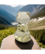 Vintage Hand Blown Art Glass Cat Figurine Paperweight Clear Yellow Kitty - $241.39 MXN