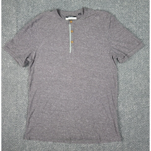 Robert Geller Shirt Mens Med Grey Henley Short Sleeve Five Four Tee Butt... - $16.88