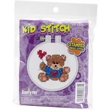 Janlynn/Kid Stitch Stamped Cross Stitch Kit 3 Round-Bear &amp; Balloon (Pack... - $642.16 MXN