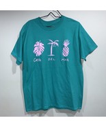 Costa Del Mar Palm Tree Monstera Leaf Floral Pineapple Turquoise Shirt S... - £13.66 GBP