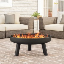 With A Raised Steel Bowl For Above-Ground Wood Burning, Side Handles, And A - $106.92