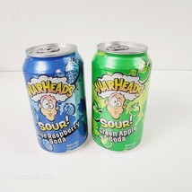 Two 12 Oz Cans Of Warheads Sour Soda One Blue Raspberry One Green Apple - £11.07 GBP
