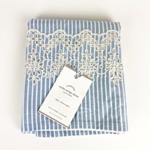 NEW Pottery Barn Eyelet Embroidered Stripe Blue EURO Pillow Sham - £59.60 GBP