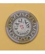 Casinos Nacionales $5 Casino Chip, Vintage - $4.95