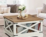 Square Coffee Table With Storage, 31.5&quot; Farmhouse Wood Center Table With... - £275.70 GBP