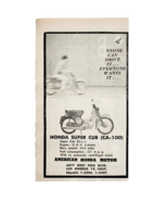 1960 Honda Super Cub CA-100 Motorcycle Advertisement Transportation Vtg ... - €17,05 EUR