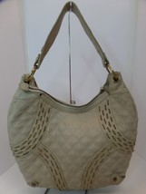 Kate Landry Tan Leather Quilted Mini Gold Chain Decorative Links Large Handbag - £39.15 GBP