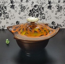 Lava Drip Glaze Covered Dish California Original Pottery USA Orange Yellow 832 - £14.82 GBP