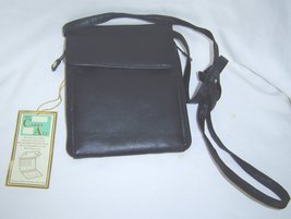 The Carry All Cross Body Purse Genuine Leather Folding Bag Black NWT - $19.99