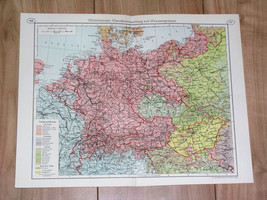 1937 Vintage Liguistic Map Of German Language In Central Europe Germany Poland - £26.65 GBP