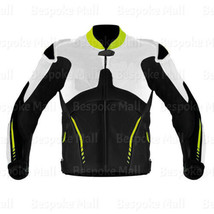 New Men&#39;s Multicolor Motorcycle Motorbike Cowhide Leather Jacket Safety Pads-786 - £173.82 GBP