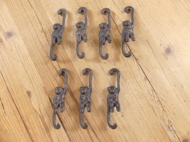 7 MONKEY HOOKS PLANT CAST IRON SMALL HOOK HANGER KETTLE HOOK VINTAGE JAP... - $25.99